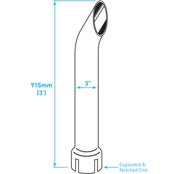 Exhaust Chrome Stack / Curved / Expanded Notched End / 3" x 36"